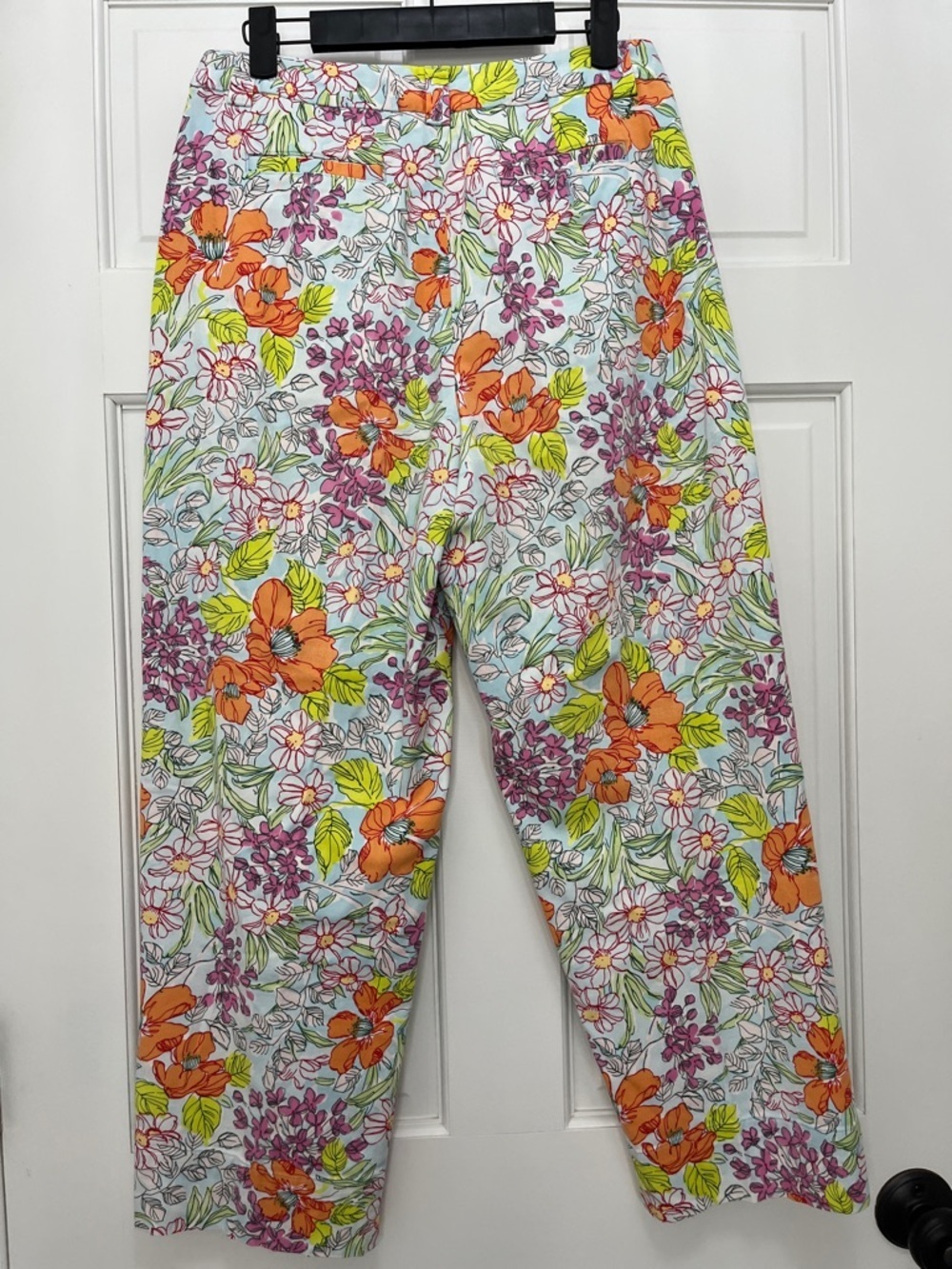 Talbots Stretch Cotton Blend Floral Watercolor Print Straight Leg Pants - Size 6 - Picture 7 of 11
